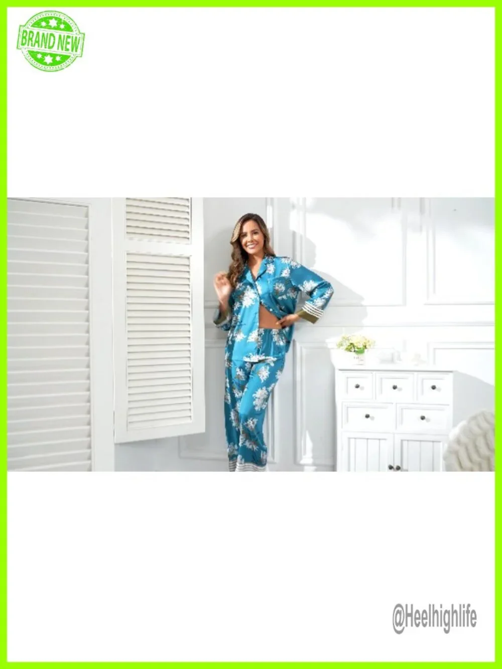 Silk Pajama Set Button Up Long Sleeve Comfy Lounge 2 Piece